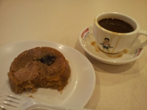 glutinous rice with meat and kopi at a Kopitiam (traditional coffee shop)