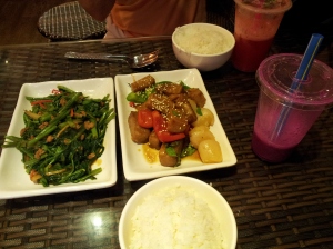 kang kong and tofu dish at  Xing Hua vegetarian restaurant