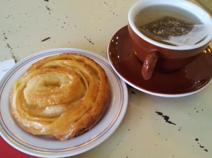 kouign amann (salted caramel and butter pastry) and tea at Tiong Bahru Bakery